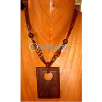 Necklace, Handmade From Glass & Wooden Beads And Sono Wood.