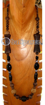 Necklace, Handmade From Wooden Beads, Sono Wood And Resin