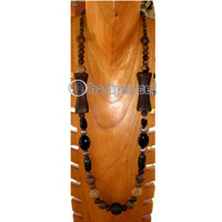 Necklace, Handmade From Wooden Beads, Sono Wood And Resin