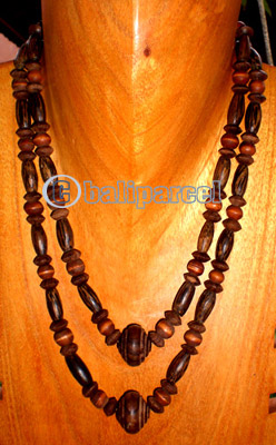 Necklace, Handmade From Wooden Beads And Coconut Wood