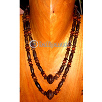 Necklace, Handmade From Wooden Beads And Coconut Wood