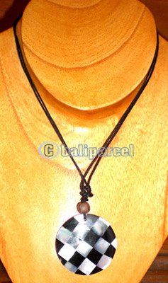 Necklace, Handmade From Resin Inlain With Shell, Cotton String