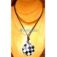 Necklace, Handmade From Resin Inlain With Shell, Cotton String