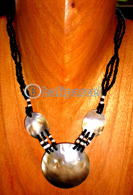 Necklace, Handmade From  Glass Beads And Shell.