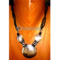 Necklace, Handmade From  Glass Beads And Shell.