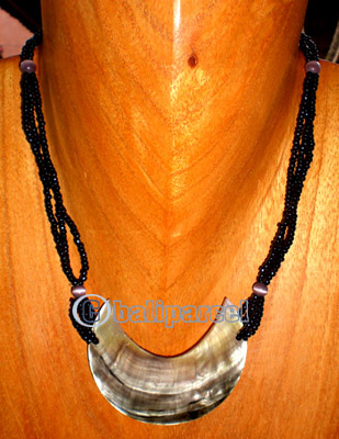 Necklace, Handmade From Glass Beads And Shell.