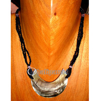 Necklace, Handmade From Glass Beads And Shell.