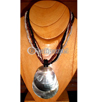 Necklace, Handmade From Glass Beads And Shell.