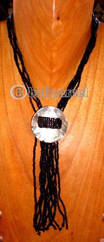Necklace, Handmade From Glass Beads And Shell 