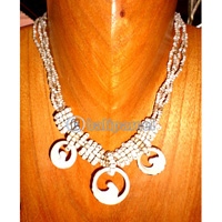 Necklace, Handmade From Glass Beads And Shell. 