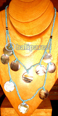 Necklace, Handmade From Glass Beads And Shell