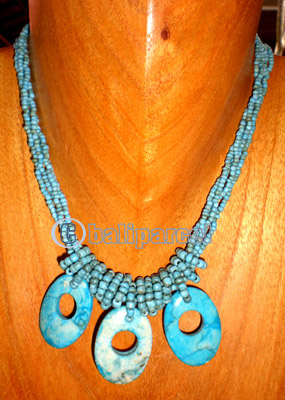 Necklace, Handmade From Glass Beads And Shell 