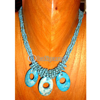 Necklace, Handmade From Glass Beads And Shell 
