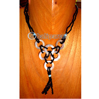 Necklace, Handmade From Glass Beads And Shell.