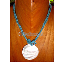 Necklace, Handmade From Glass Beads And Shell.