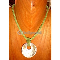 Necklace, Handmade From Glass Beads And Shell. 