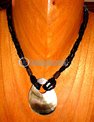 Necklace, Handmade From Glass Beads And Shell.