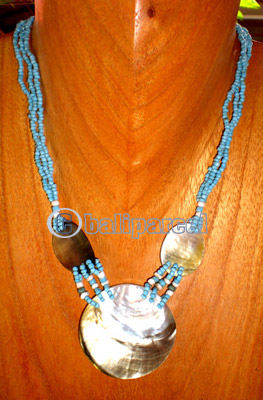 Necklace, Handmade From Glass Beads And Shell.