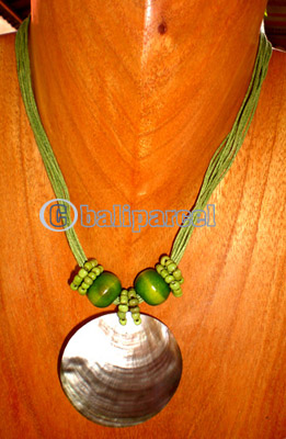 Necklace, Handmade From Glass Beads And Shell.