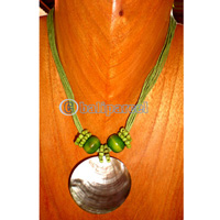 Necklace, Handmade From Glass Beads And Shell.