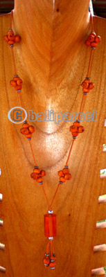 Necklace, Handmade From Resin, Glassbeads And Cotton String