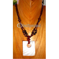 Necklace, Handmade From Shell, Glass Beads And Wooden Beads