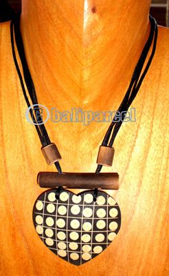 Necklace, Handmade From Coconut Shell And Cotton String.