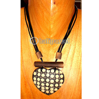 Necklace, Handmade From Coconut Shell And Cotton String.