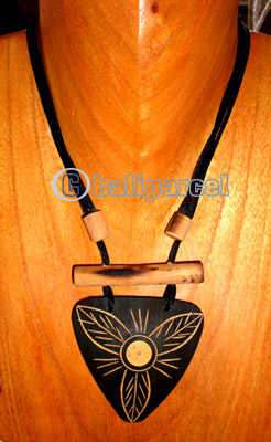 Necklace, Handmade From Coconut Shell And Cotton String.