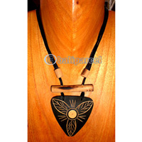 Necklace, Handmade From Coconut Shell And Cotton String.