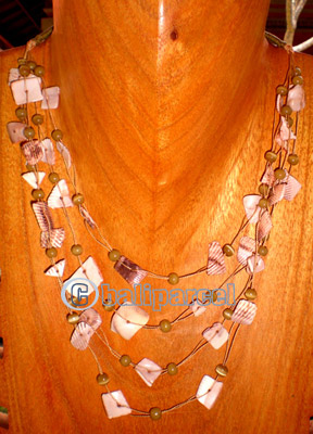 Necklace, Handmade From Glass Beads And Shell.
