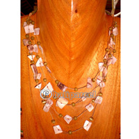 Necklace, Handmade From Glass Beads And Shell.