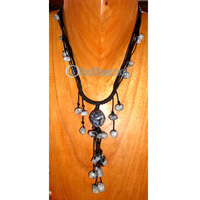 Necklace, Handmade From Shell And Cotton String.