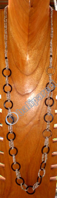 Necklace, Handmade From Galss And Wooden Beads.