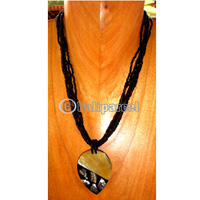 Necklace, Handmade From Resin Inlaid With Shell And Glass Beads.