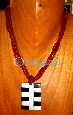 Necklace, Handmade From Resin And Glass Beads.