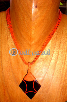 Necklace, Handmade From Resin And Cotton String