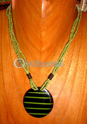 Necklace, Handmade From Resin And Glass Beads.