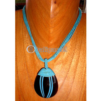 Necklace, Handmade From Resin And Cotton String