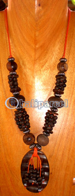 Necklace, Handmade From Wooden Beads And Sono Wood Sono Wood.