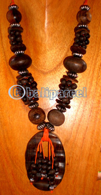 Necklace, Handmade From Wooden Beads And Sono Wood Sono Wood.