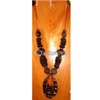Necklace, Handmade From Wooden Beads And Sono Wood Sono Wood.