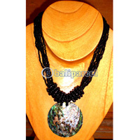 Necklace, Handmade From Glass Beads And Shell. 