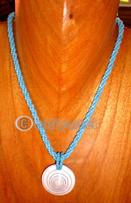 Necklace, Handmade From Glass Beads And Shell. 