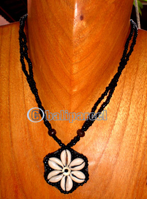 Necklace, Handmade From Glass Beads And Shell 