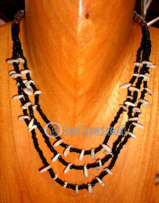 Necklace, Handmade From Glass Beads And Shell. 