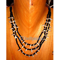 Necklace, Handmade From Glass Beads And Shell. 
