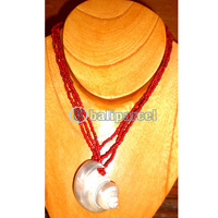 Necklace, Handmade From Glass Beads And Shell.