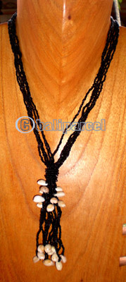 Necklace, Handmade From Glass Beads And Shell.