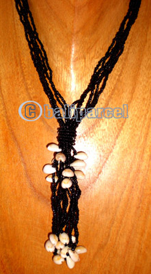 Necklace, Handmade From Glass Beads And Shell.